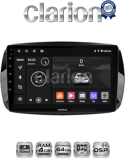 Clarion Auto-Audiosystem für Smart FürZwei 2015 (Bluetooth/USB/WiFi/GPS/Apple-Carplay/Android-Auto)