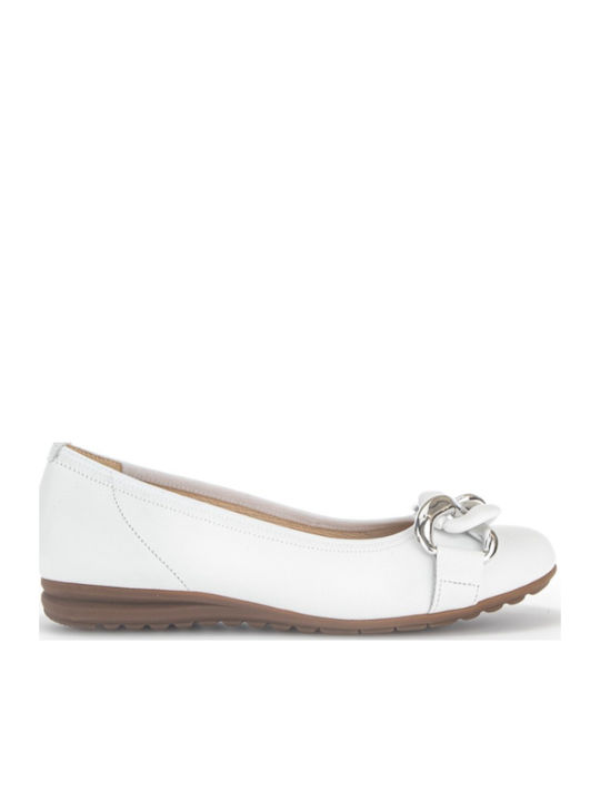 Gabor Anatomic Leather Ballerinas White