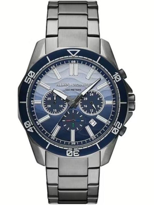 Armani Exchange Herrenuhr Chronograph Batterie mit Silber