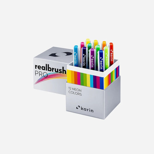 Karin Realbrush Pro Set mit 12 Wasser-Markern Neonfarben