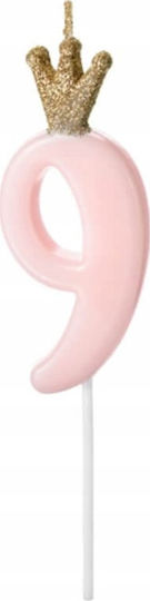 Birthday Candle Number 9 Pink 9.5cm 71855