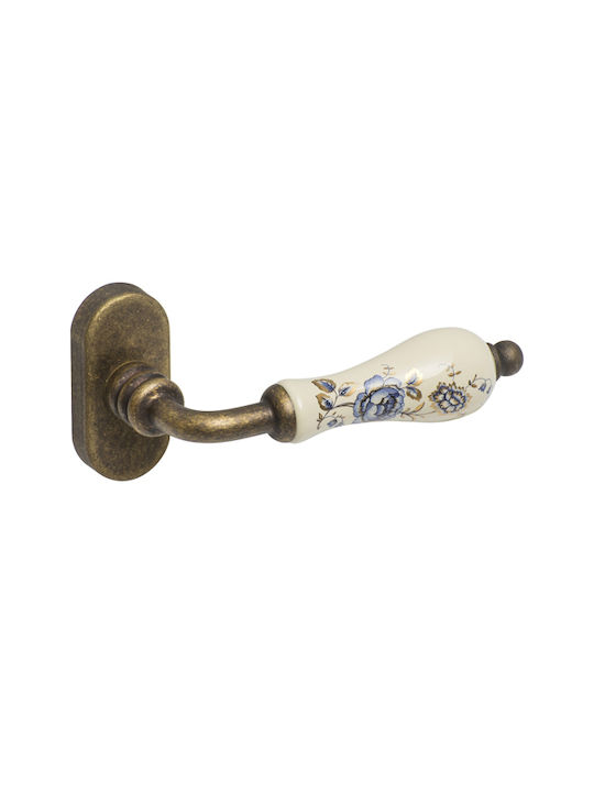 Mâner de înclinare pentru fereastră Roline K310 Alamă & Porțelan Albastru Antic 32x62x129mm