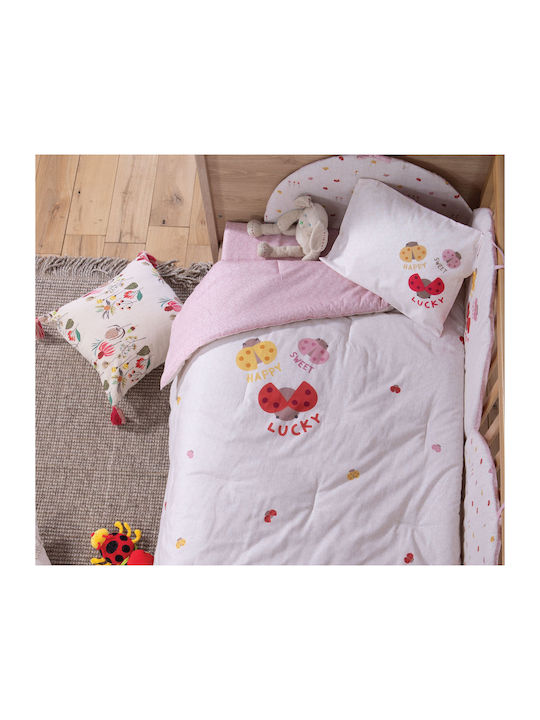 Nef-Nef Homeware Cotton Baby Quilt Lady Bug 110x140cm Ecru