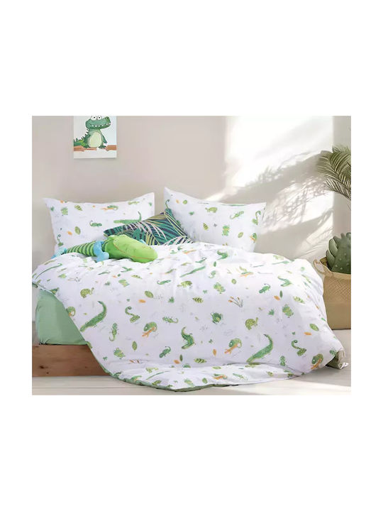 Nef-Nef Homeware Bettwäsche-Set Einzel Baumwolle Cute Reptiles Grün 170x260cm 3Stück