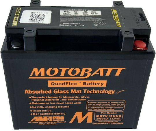 MotoBatt Затворен тип Мотоциклетна батерия 200Спецификация с капацитет 14.8Ах