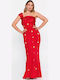 Summer Maxi Dress for Wedding and Christening Red
