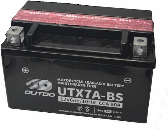 Outdo Motorradbatterie YTX7A-BS mit Kapazität 7Ah