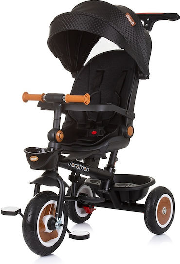 Chipolino Kids Tricycle Bicycle Marathon with Storage Space, Parental Handle & Tent for 1-3 Years Black