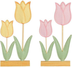 Decorațiune din Lemn Lalele 2 Culori 14x4.5x30cm