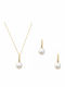 Polytimo Set with Necklace & Earrings from Gold 14K with Pearls