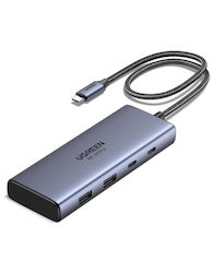 Ugreen CM498 USB-C Докинг станция с HDMI/DisplayPort 4K PD