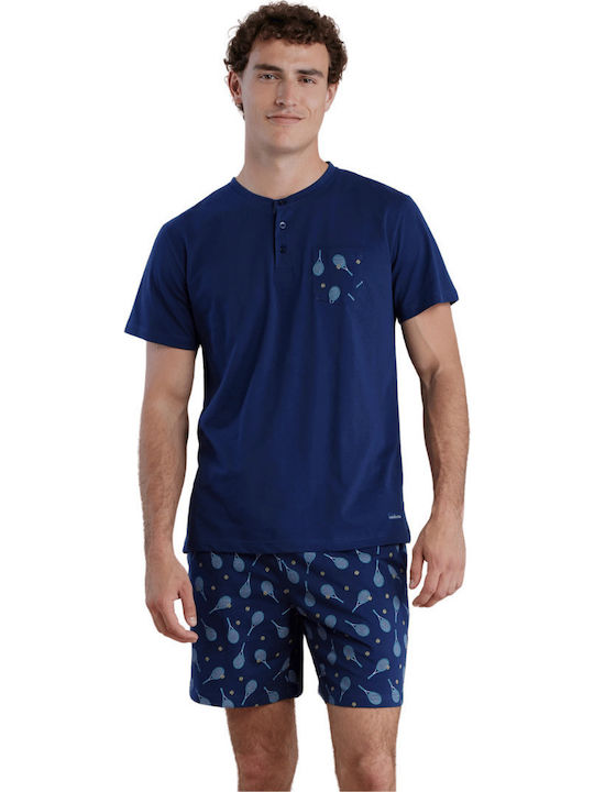 Noidinotte Men's Summer Pajamas Set Blue Marine