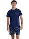 Noidinotte Men's Summer Pajamas Set Blue Marine
