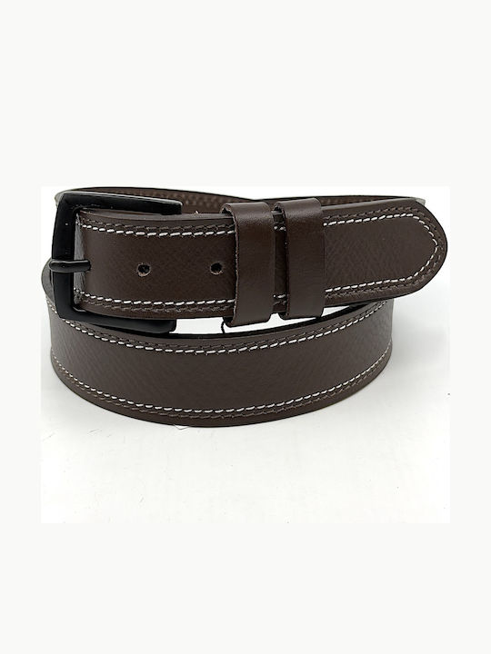Wide Men's Belt Leather Brown