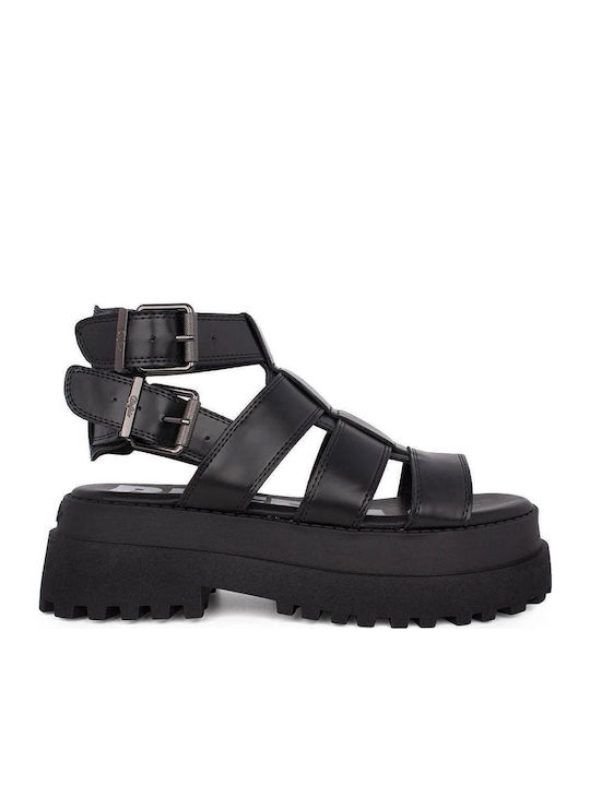 Sandale Flatforme Damă Negre