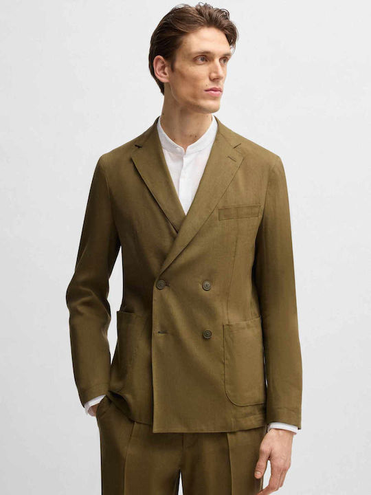 Men's Summer Suit Jacket Slim Fit Khaki