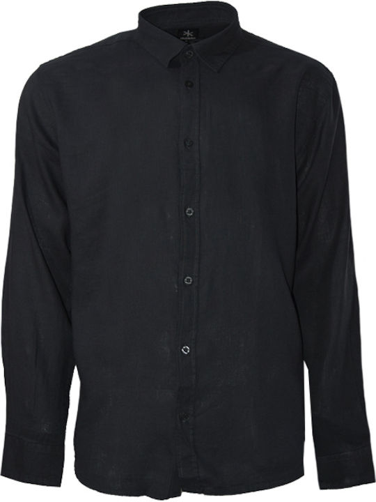Long-sleeved Linen Shirt Black