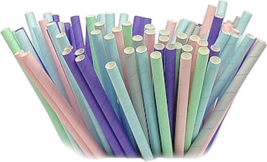 Pastell-Papierstrohhalme 20cm Ø8mm 100 Stück Tamipol