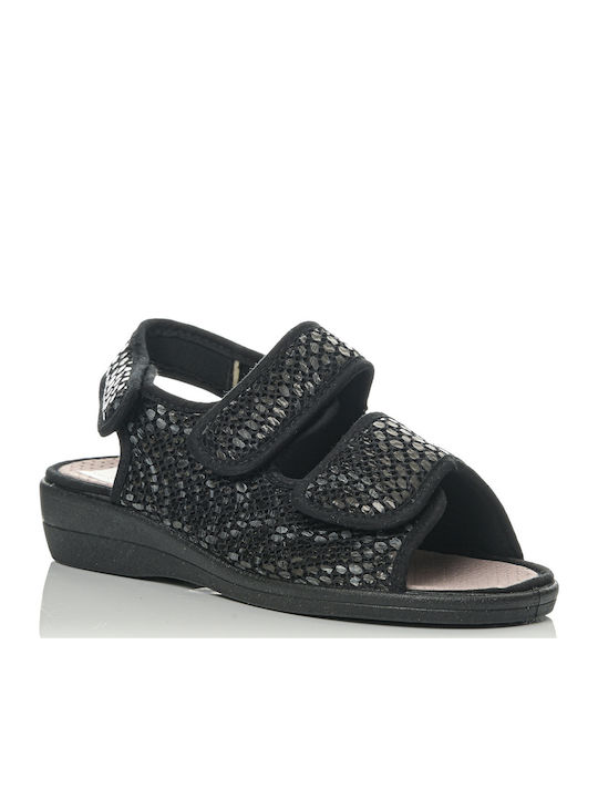 Flache Sandalen für Damen Anatomisch in Schwarz Farbe