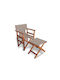 Director's Chair Wooden + Beige 68x51x87cm