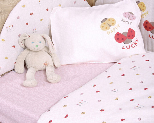 Nef-Nef Homeware Lady Bug Set Baby Bettlaken Für Krippe Baumwolle Ecru 170x120cm 3Stück