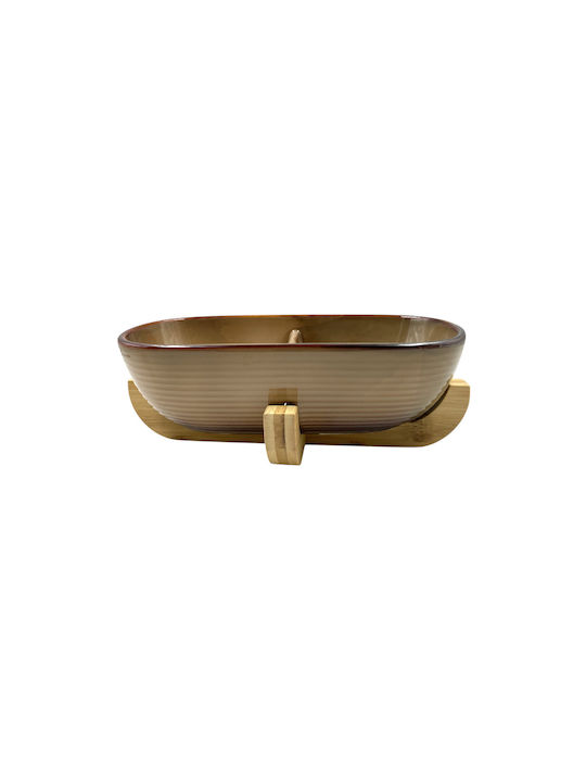 Karvounis Porzellan Ordnungshüter 2 Schlitze mit Basis Braun Ø26.5cm W26.5xL13cm 1Stück