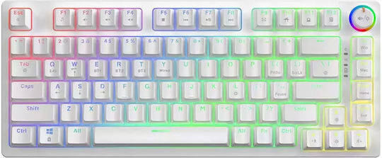 Savio Phenix Ασύρματο Gaming Μηχανικό Πληκτρολόγιο 75% με Gateron Yellow Pro διακόπτες και RGB φωτισμό (Αγγλικό US) Λευκό