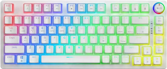 Savio Phenix White Pudding Wireless Gaming Mechanical Keyboard 75% with Gateron Red Pro switches and RGB lighting (English US) White