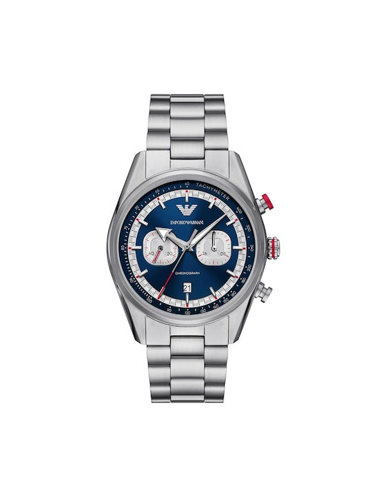 Emporio Armani Men's Watch 42mm Chronograph Battery with Silver Metal Bracelet
