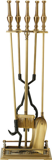 Zogometal Fireplace Tool Set with Stand Holder Bronze