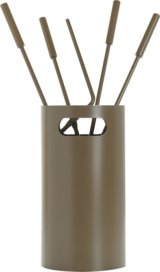 Zogometal Set de unelte pentru șemineu cu găleată Olive coffee