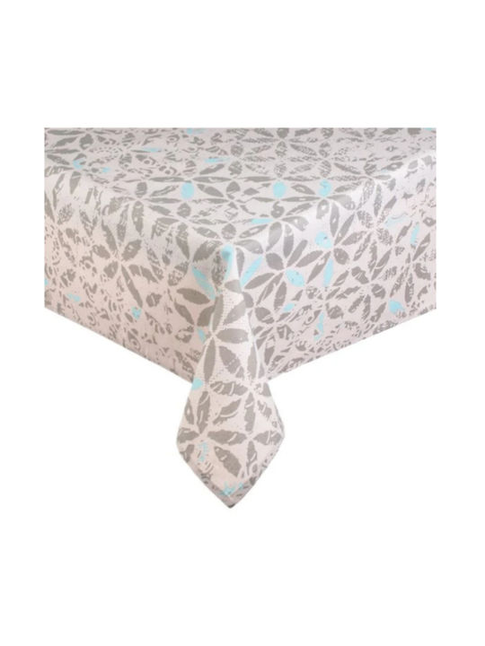 JumT Tablecloth Beige Faded Flowers Grey Turquoise 180x140cm