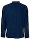 Long-sleeved Linen Shirt Blue