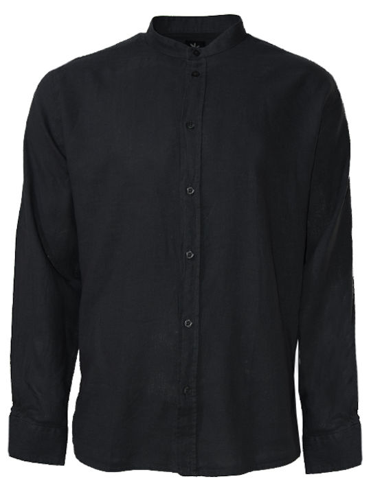 Long-sleeved Linen Shirt Black
