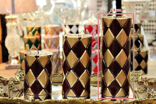 Kerze Gold Bordeaux Rhombus 7,5*20