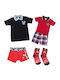 Kinder-Set mit Shorts Sommer 5Stück Red