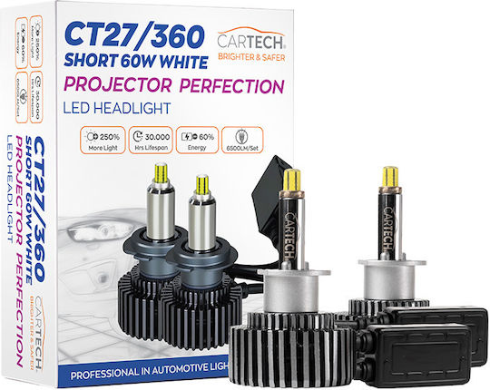 Cartech Лампи Автомобила H1 LED 6500К Хладно бяло 60W 1бр