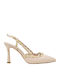 Leather Ecru Heels with Strap