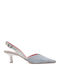 Leather Light Blue Medium Heels with Strap Pumps