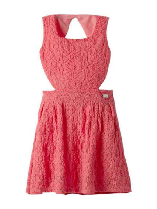 Evita Children's Dress Sleeveless Lace Coral
