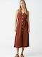 Summer Midi Shirt Dress Brick