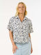 Women's Linen Short Sleeve Shirt Navy