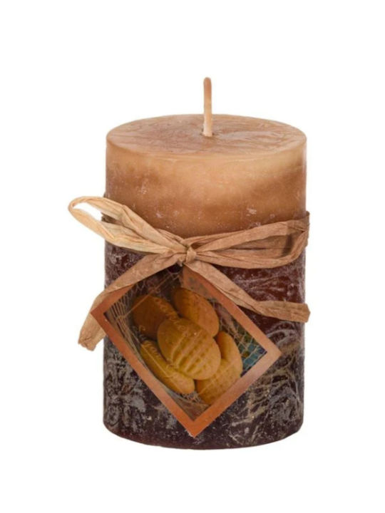 Aromatische Stumpenkerze Braune Zuckerplätzchen 5x7,5cm