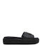 Lonney Leather Women's Flat Sandals Flatforms in Black Color