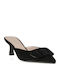 Suede Mules with Chunky Heel in Black Color