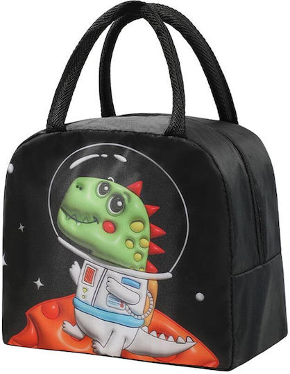 Amber School Insulated Hand Lunch Bag 5.5lt Black Dinosaurs 19 x 14 x 23cm