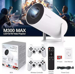 Проектор за видео игри M300 Max с 46000 вградени игри, 4k 3D резолюция, бял, 64GB, ЕС
