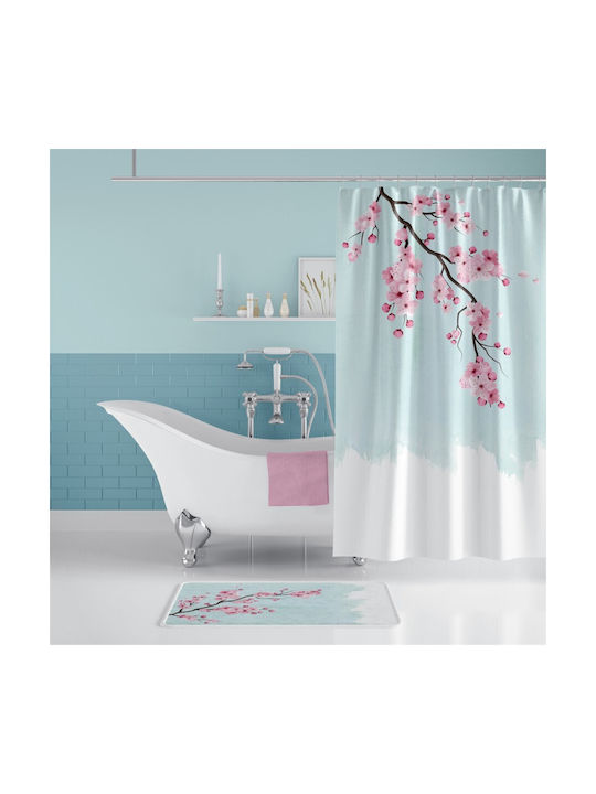 Tropik Home Κουρτίνα Μπάνιου Υφασμάτινη 180x200cm Sakura