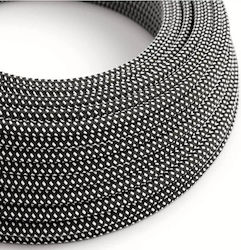 Черен-бял платнен кабел 3D ефект звезди кръгъл 2x0.75 Creative Cables 150230 Cubalux 150230 черен-бял