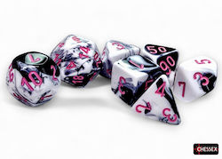 Σετ Ζάρια 7 Dice Set Polyhedral Gemini Black-wh...